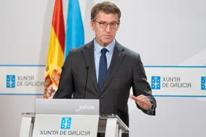 O titular do Goberno galego, Alberto Núñez Feijóo, durante a rolda de prensa posterior á reunión semanal do Consello da Xunta. San Caetano, Santiago de Compostela, 18/11/21.