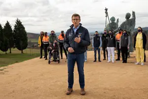 O presidente da Xunta, Alberto Núñez Feijóo, durante a súa mensaxe de Fin de Ano de 2021. Monte do Gozo, Santiago de Compostela, 21/12/21.
