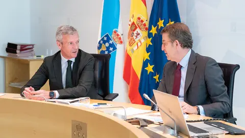 O titular do Goberno galego, Alberto Núñez Feijóo, preside a reunión do Consello da Xunta. Edificio Administrativo de San Caetano, Santiago de Compostela, 05/05/22.