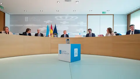 O presidente da Xunta, Alfonso Rueda, preside a reunión do Consello da Xunta. Sala de Consellos do Edificio Administrativo de San Caetano, Santiago de Compostela, 04/05/2023.