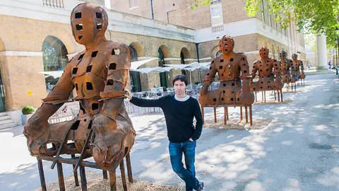 Departure, the first UK solo exhibition of artist Xavier Mascaró (pictured). Highlights include: an installation of boats made from bronze and iron “which are evocative of long-forgotten shipwrecks”; iron portraits of a young woman from the Eleonora series “reminiscent of the profiles on ancient coins”; delicate metal works “resembling votive figures from his Idols series”; and his Guardians series (pictured), of 10 feet high rusted iron warriors “inspired by medieval armour and ancient Egyptian and Greek art”.  The latter being the first outdoor installation by the Gallery since moving to Chelsea. The show runs from 3 September until 5th October at The Saatchi Gallery, Chelsea, London. 01 September 2014.