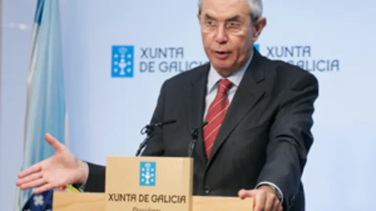  El presidente Touri&ntilde;o durante la rueda de prensa tras el Consello.