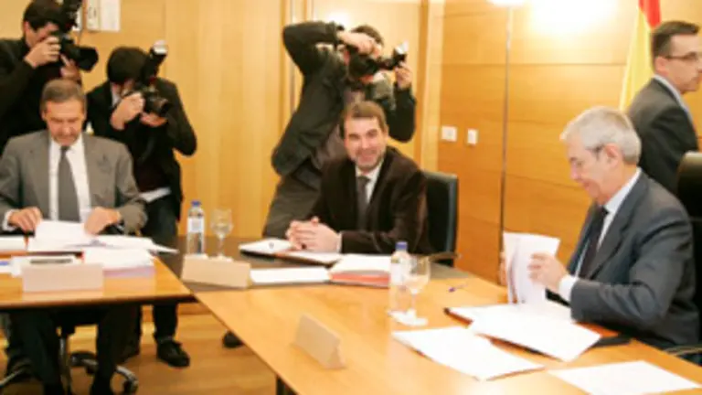  Anxo Quintana y Emilio P&eacute;rez Touri&ntilde;o, durante su &uacute;ltimo Consello de la Xunta.