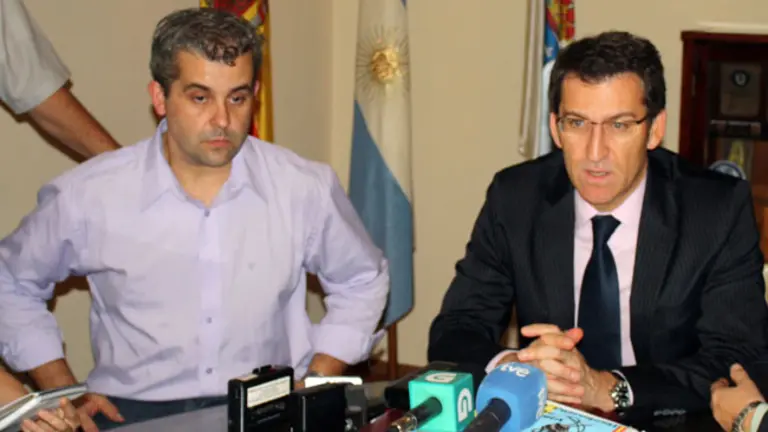  Alejandro L&oacute;pez, junto a N&uacute;&ntilde;ez Feij&oacute;o, en el &uacute;ltimo viaje del presidente a Argentina.