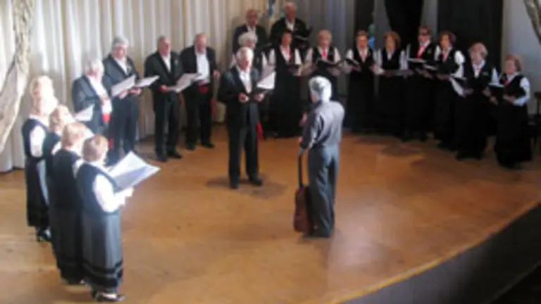  El coro del Centro Gallego, durante su actuaci&oacute;n.