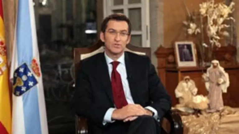  Un momento del mensaje de Fin de A&ntilde;o del presidente de la Xunta, Alberto N&uacute;&ntilde;ez Feij&oacute;o.