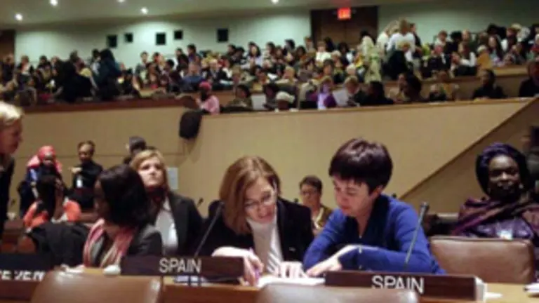  La directora del Instituto de la Mujer, Mar&iacute;a Fern&aacute;ndez Campomanes, durante una de las sesiones.
