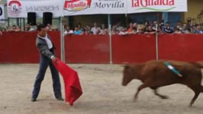  Antonio Mart&iacute;nez le hace un pase a uno de los novillos.
