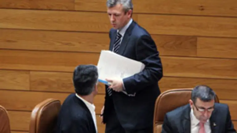  Alfonso Rueda, durante el pleno en el Parlamento de la semana pasada.