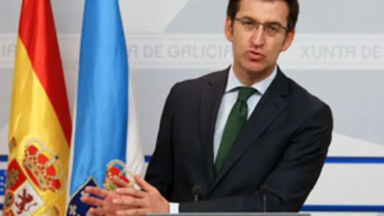  El presidente Feij&oacute;o, en la rueda de prensa tras la reuni&oacute;n del Gobierno. 