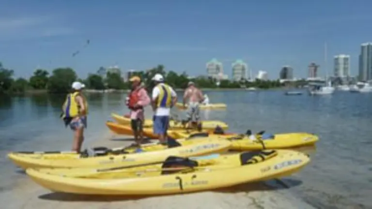 Se utilizaron varios kayak para esta jornada en la bahía de Miami.