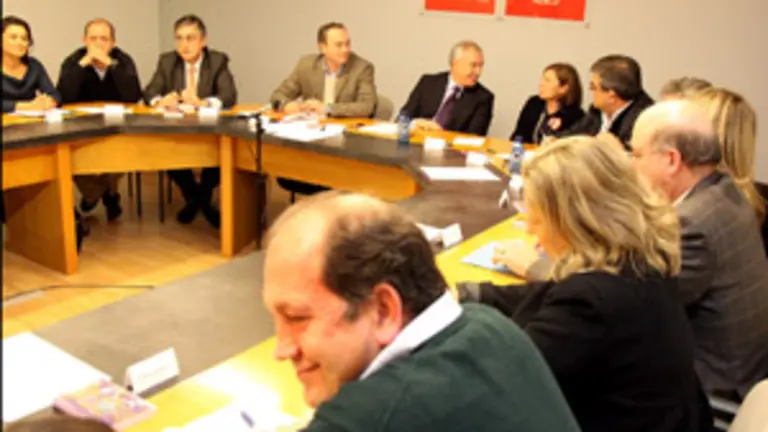  Leiceaga &ndash;en primer t&eacute;rmino&ndash;, el pasado viernes durante la reuni&oacute;n de la Ejecutiva del PSdeG.