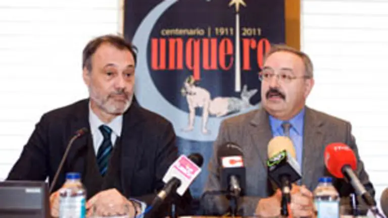  Roberto Varela y Ram&oacute;n Villares, durante la presentaci&oacute;n del programa del &lsquo;A&ntilde;o Cunqueiro&rsquo;.