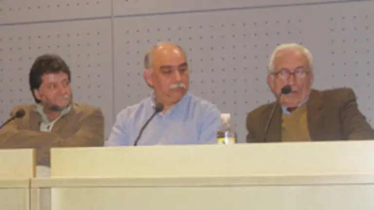  De izda. a dcha., P&eacute;rez Leira, Castro Rat&oacute;n, concejal de Cultura de Vilagarc&iacute;a, y Neira Vilas, en el Festival.