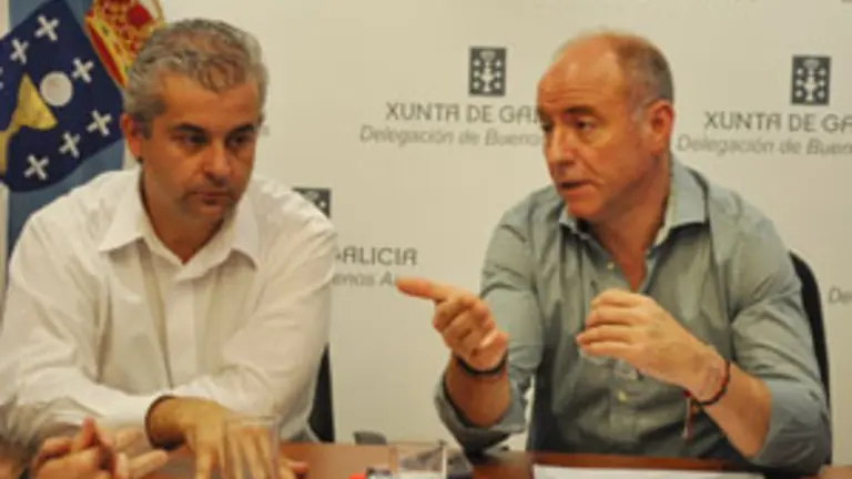 Alejandro L&oacute;pez y Santiago Camba, en su comparecencia ante los medios.  