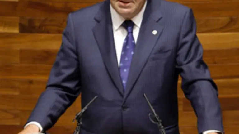 Un momento del discurso de Francisco &Aacute;lvarez-Cascos tras ser elegido presidente del Principado de Asturias. 