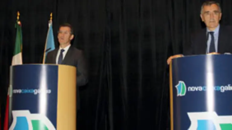  Alberto N&uacute;&ntilde;ez Feij&oacute;o y Jos&eacute; Mar&iacute;a Castellano, durante el acto en M&eacute;xico.