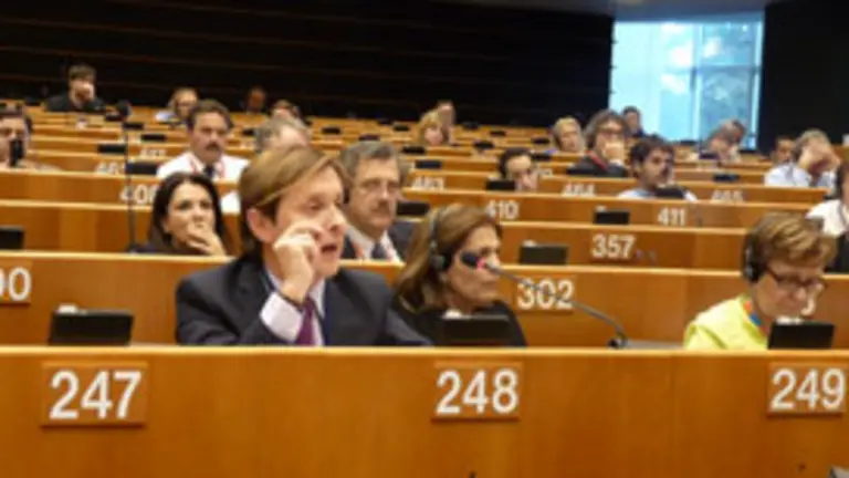  Un momento de la intervenci&oacute;n de Jes&uacute;s Gamallo en el Parlamento Europeo.