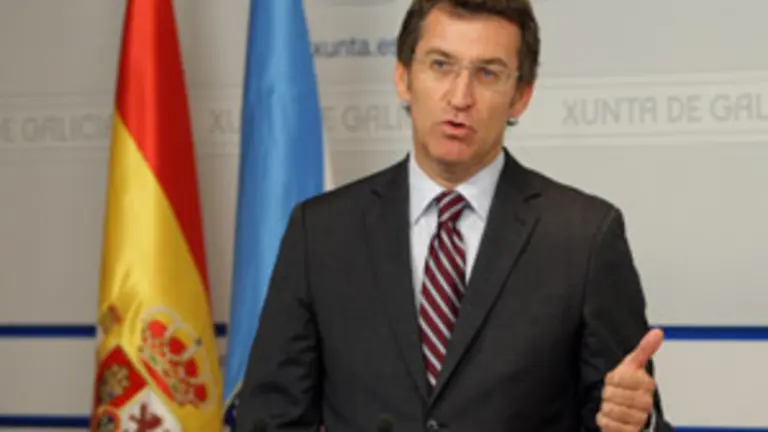  Alberto N&uacute;&ntilde;ez Feij&oacute;o, en la rueda de prensa en la que explic&oacute; el proyecto de Presupuestos para 2012.