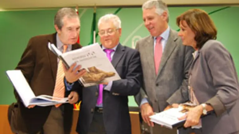  De izq. a dcha: Juan Gallo, comisario para la Memoria Hist&oacute;rica; Juan de Dios Mellado, coordinador del libro; Francisco Menacho, consejero de Gobernaci&oacute;n y Justicia, y Remedios Martel, delegada del Gobierno de la Junta en M&aacute;laga.