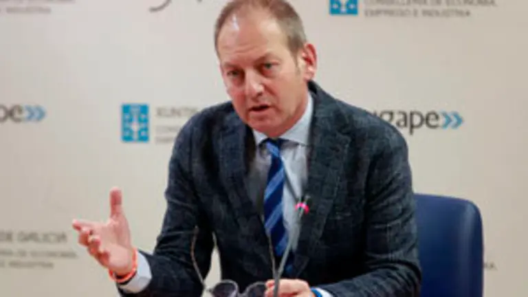 O director do Instituto Galego de Promoción Económica (Igape), Juan Cividanes, fai en rolda de prensa un balance das exportacións realizadas polas empresas galegas no que vai de ano.