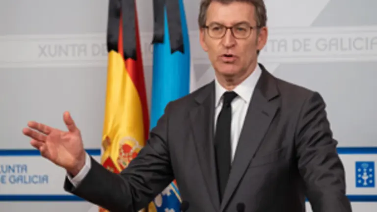 O titular do Goberno galego, Alberto N&uacute;&ntilde;ez Feij&oacute;o, comparece para dar conta da actual situaci&oacute;n con respecto ao coronavirus. Edificio Administratito de San Caetano, Santiago de Compostela, 13/05/20.