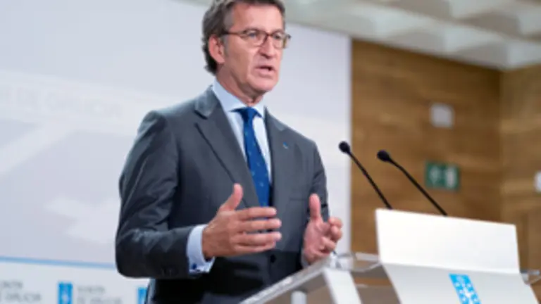 O titular do Goberno galego, Alberto N&uacute;&ntilde;ez Feij&oacute;o, durante a rolda de prensa posterior &aacute; reuni&oacute;n semanal do Consello da Xunta. San Caetano, Santiago de Compostela, 24/09/20.