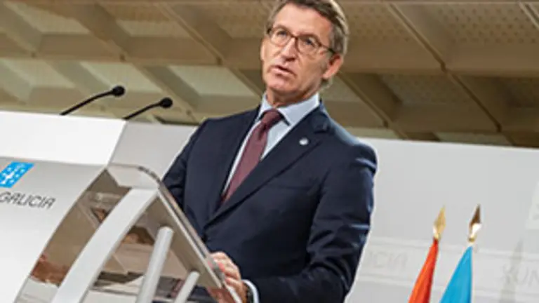 O titular do Goberno galego, Alberto N&uacute;&ntilde;ez Feij&oacute;o, durante a rolda de prensa posterior &aacute; reuni&oacute;n semanal do Consello da Xunta. San Caetano, Santiago de Compostela, 29/10/20.