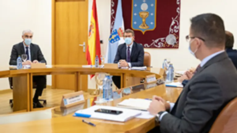 O titular do Goberno galego, Alberto N&uacute;&ntilde;ez Feij&oacute;o, preside a reuni&oacute;n do Consello da Xunta. Parlamento de Galicia, Santiago de Compostela, 09/12/20.