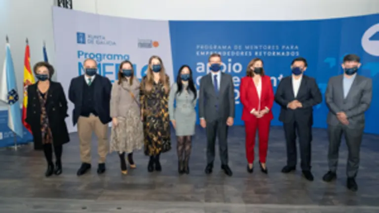 O presidente da Xunta, Alberto N&uacute;&ntilde;ez Feij&oacute;o, acompa&ntilde;ado do secretario xeral para a Emigraci&oacute;n, Antonio Rodr&iacute;guez Miranda, participa no encontro Retorno Emprendedor: Programa Merlo. Cidade da Cultura - Edificio CINC (Santiago de Compostela), 26/10/2021