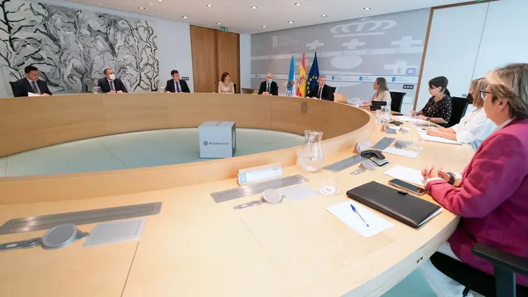 O titular do Goberno galego, Alfonso Rueda Valenzuela, preside a reuni&oacute;n do Consello da Xunta. Edificio Administrativo de San Caetano, Santiago de Compostela, 27/07/22.