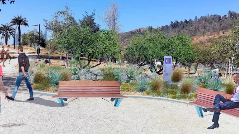 Chile.Recreacion hito Camino en Parque