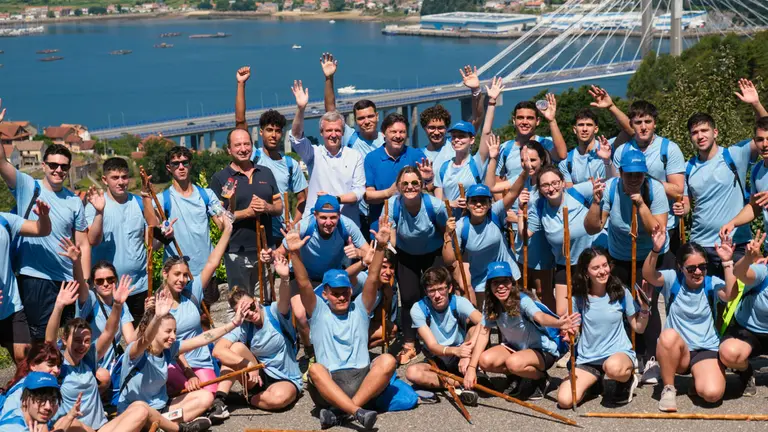 O presidente da Xunta, Alfonso Rueda, realiza unha etapa do programa Conecta co Camiño entre Rabexa Avispeira e Camiño da Traída, en Chapela. 22/07/23.