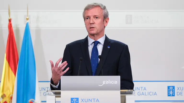 O titular do Executivo galego, Alfonso Rueda, preside a reunión do Consello da Xunta. San Caetano, 21/12/23.