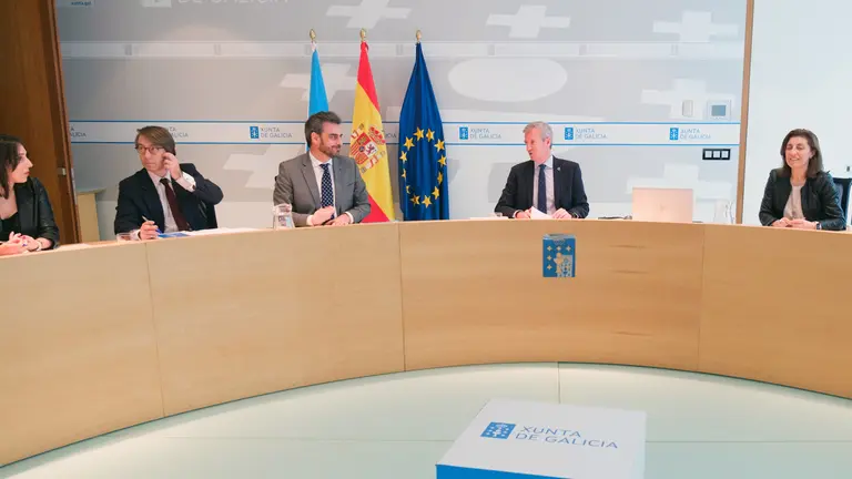 O titular do Executivo galego, Alfonso Rueda, preside a reunión do Consello da Xunta. Sala do Consello, 1/2/24.
