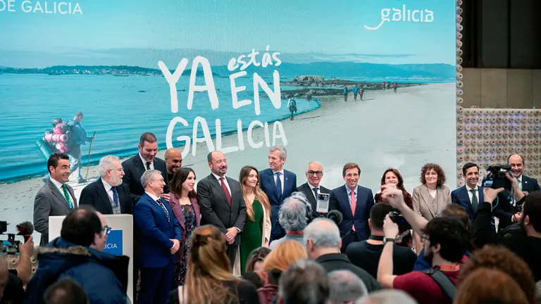 O presidente da Xunta, Alfonso Rueda, participa na presentación da campaña turística Galicia, Terra acolledora, de Turismo de Galicia, na Feira Internacional de Turismo – Fitur 2024. Madrid, 22/01/25.