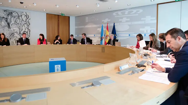 O titular do Executivo galego, Alfonso Rueda, preside a reunión do Consello da Xunta. Sala do Consello, 10/2/25.
