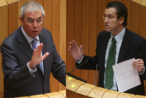 Pérez Touriño (izda.) se enfrentó a Núñez Feijóo (dcha.) en el debate que se celebró en el Parlamento gallego sobre su viaje a México y Cuba. Pérez Touriño (izda.) se enfrentó a Núñez Feijóo (dcha.) en el debate que se celebró en el Parlamento gallego sobre su viaje a México y Cuba.