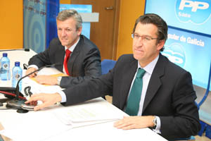 Alfonso Rueda, secretario general del PP y Alberto Núñez Feijóo, presidente del PPdG. Alfonso Rueda, secretario general del PP y Alberto Núñez Feijóo, presidente del PPdG.