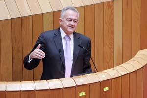 El conselleiro Méndez Romeu, durante su comparecencia. El conselleiro Méndez Romeu, durante su comparecencia.