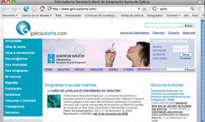 Portada de la web de Emigración. Portada de la web de Emigración.
