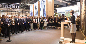 Arantxa Tapia, durante la inauguración del estand de Euskadi en Fitur.