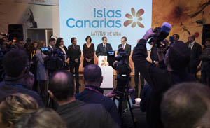 El presidente Clavijo en un momento de la inaguración del estand de Canarias en Fitur.