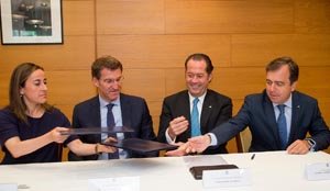 O xefe do Goberno galego, Alberto Núñez Feijóo, acompañado pola conselleira de Medio Ambiente, Territorio e Infraestruturas, Ethel Vázquez, presidirá a sinatura do convenio de colaboración entre a Xunta de Galicia e Abanca en materia de vivenda social. Na sala D do edificio administrativo de San Caetano.
foto xoán crespo
06/07/15