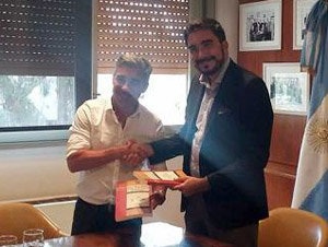 Leandro Pavón, durante su visita a Neuquén.