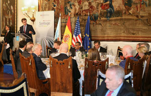 Alberto Núñez Feijóo, durante su intervención en el Foro España-EE UU.