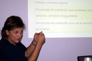 Carmen Salinas, durante el seminario de mujeres.