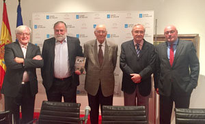 Romero Fontao, José Cora, José Manuel Romay, José Ramón  Ónega y Daniel Fernández, durante la presentación.