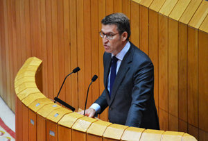 Núñez Feijóo, durante el discurso de investidura en el Parlamento gallego.
