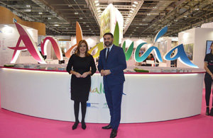 Susana Díaz, durante la inauguración del estand de Andalucía en Londres.